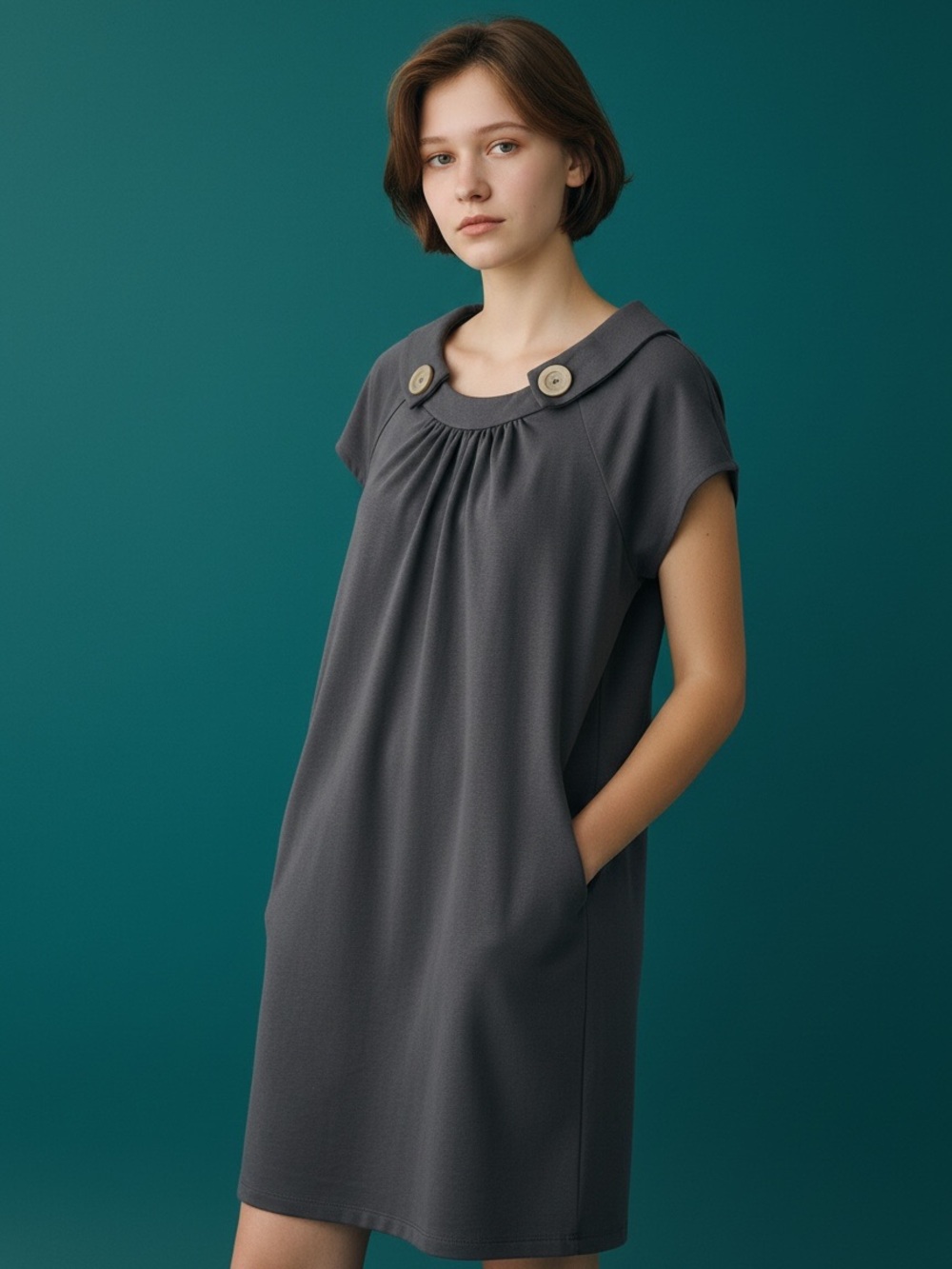❤️ VINTAGE Evan Piccone Gray Knit Shift Dress 16W